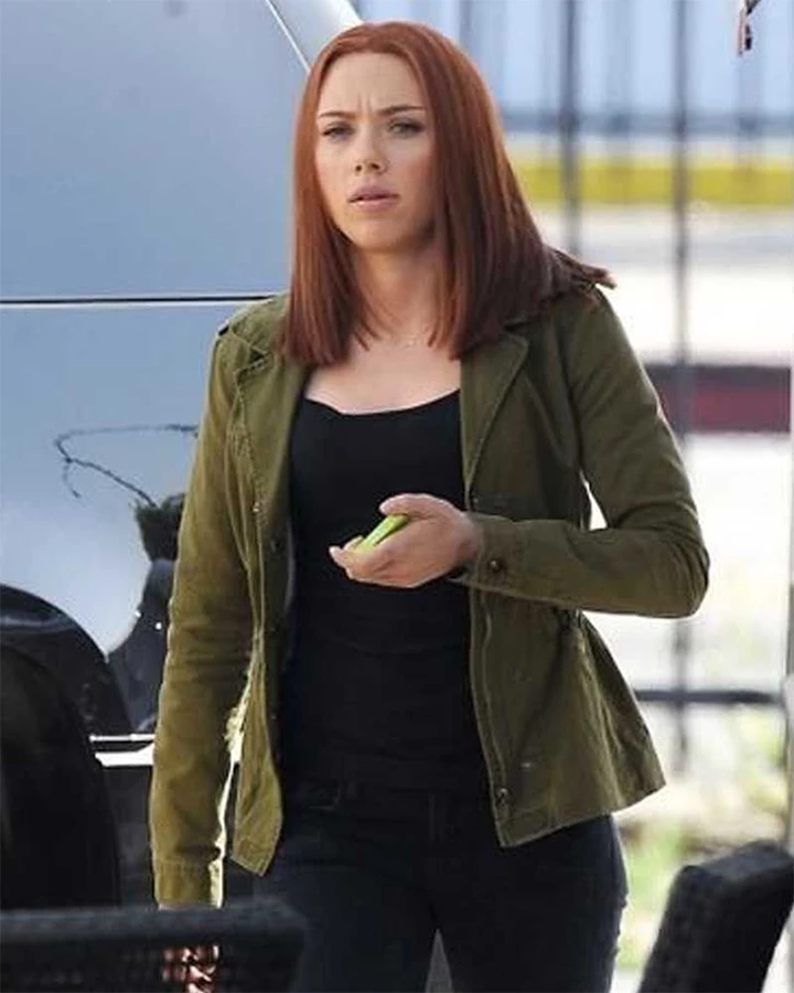 Captain America The Winter Soldier Black Widow Green Jacket webp Captain America The Winter Soldier Black Widow Green Jacket webp