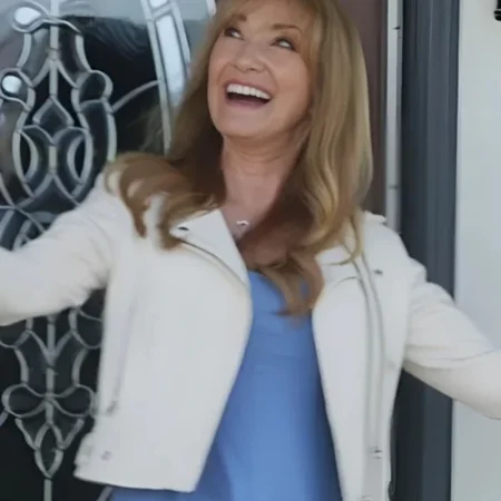 Celebrity IOU S10 Jane Seymour White Leather Jacket Side