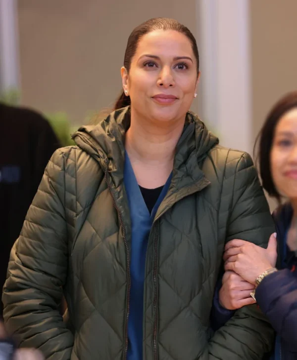 Chicago Med S10 Lorena Diaz Green Quilted Jacket webp