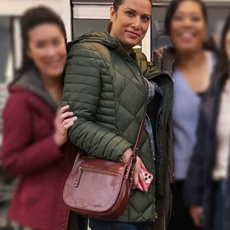 Chicago Med S10 Lorena Diaz Green Quilted Jacket Side webp