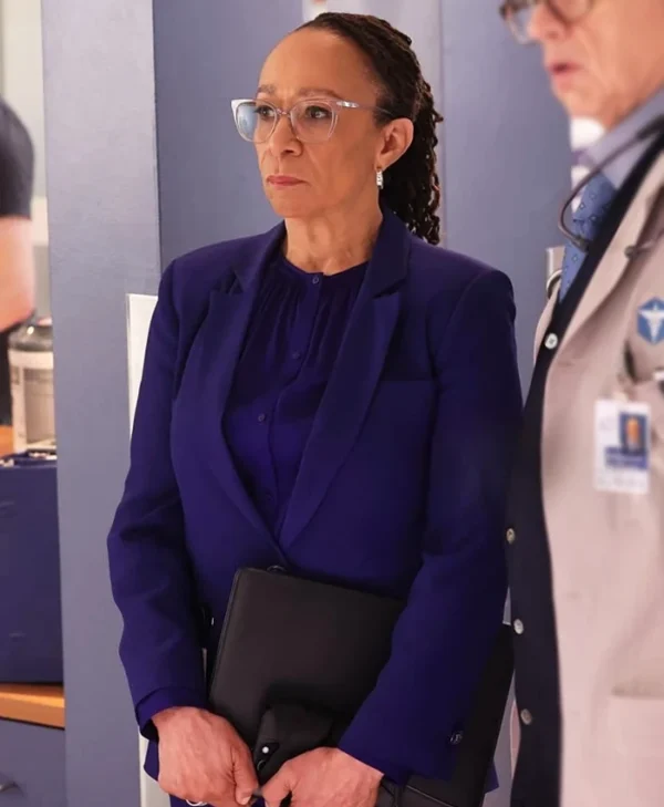 Chicago Med S10 Sharon Goodwin Blue Blazer Side webp