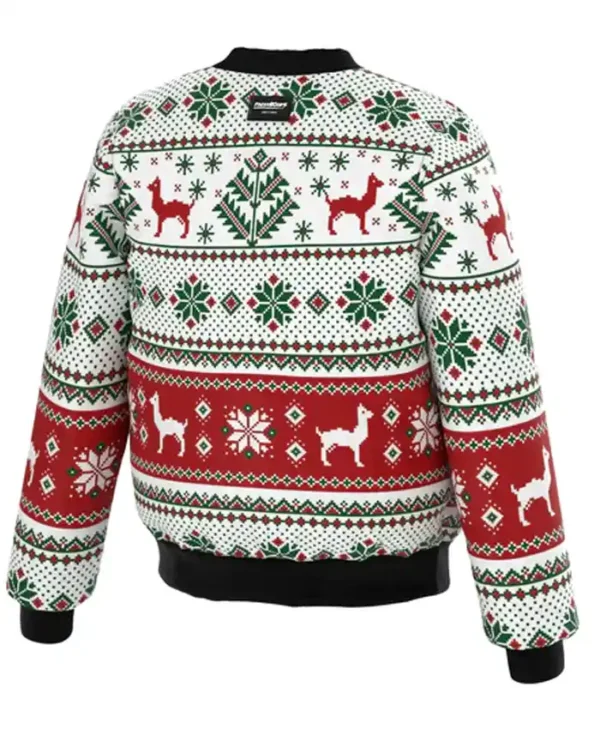 Christmas Lama Texture Bomber Jacket For Sale