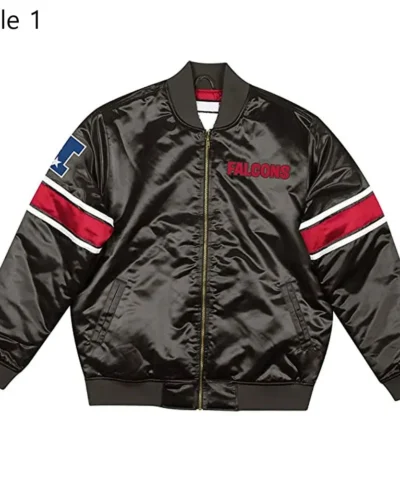 Classic Atlanta Falcons Logo Black Satin Jacket