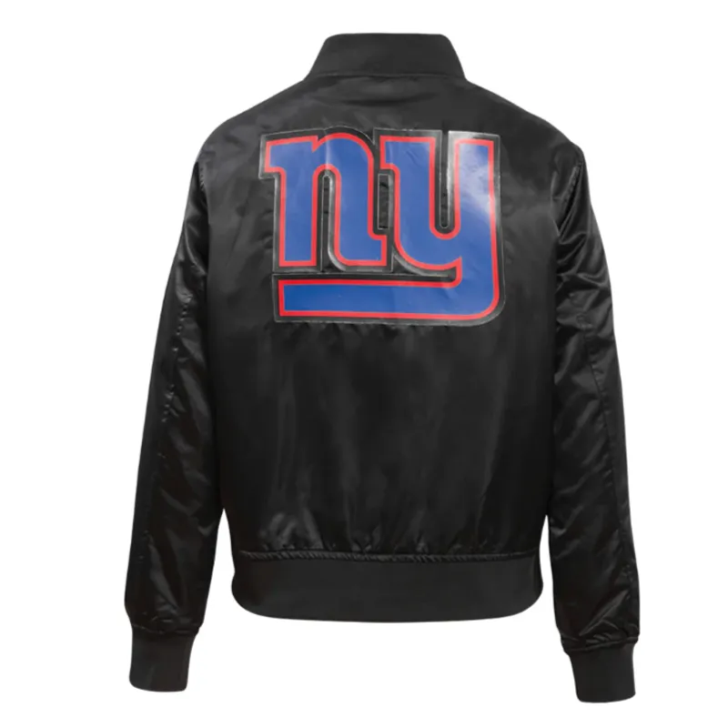 Classic New York Giants Black Satin Jacket back webp