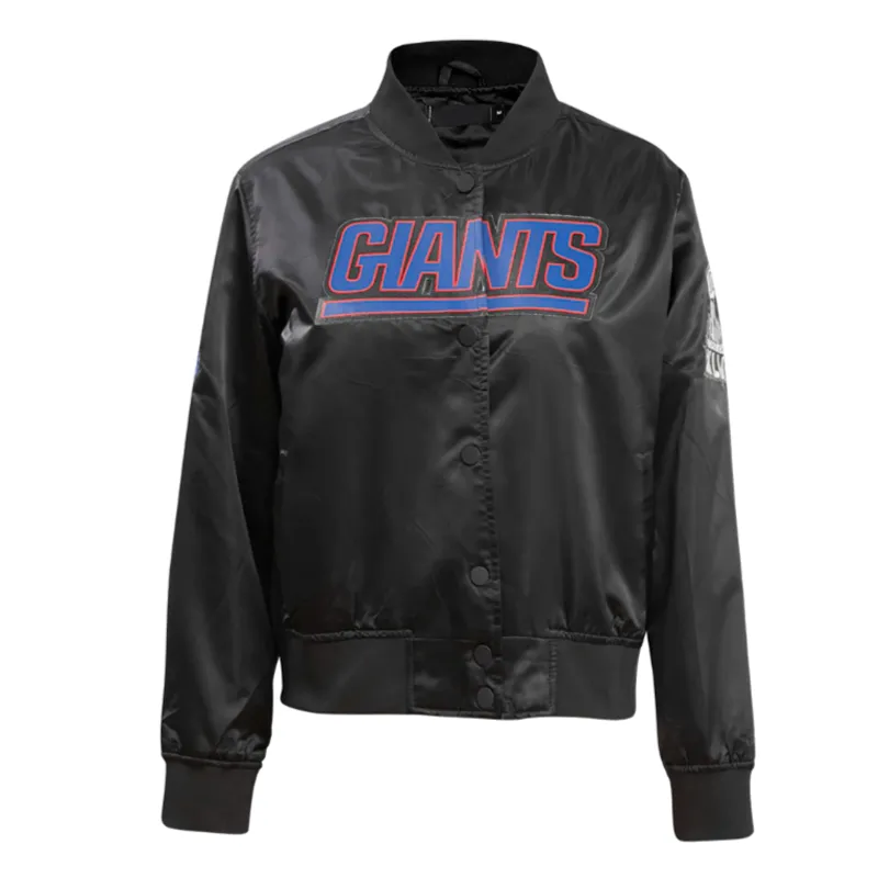 Classic New York Giants Black Satin Jacket webp