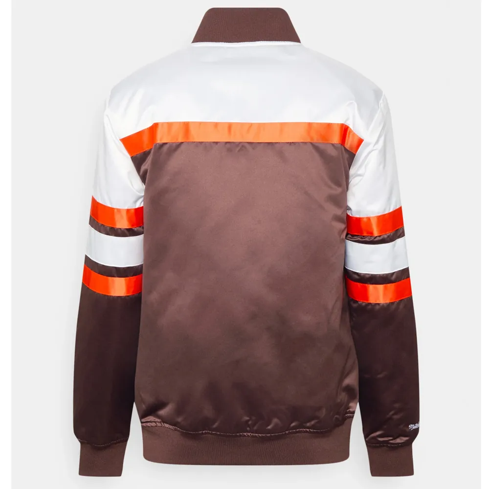 Cleveland Browns 75th Anniversary Brown Satin Jacket back webp