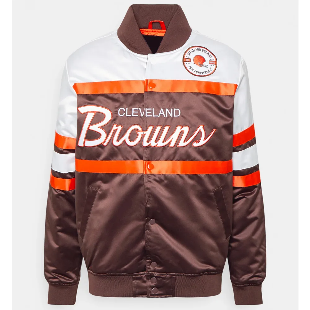 Cleveland Browns 75th Anniversary Brown Satin Jacket webp