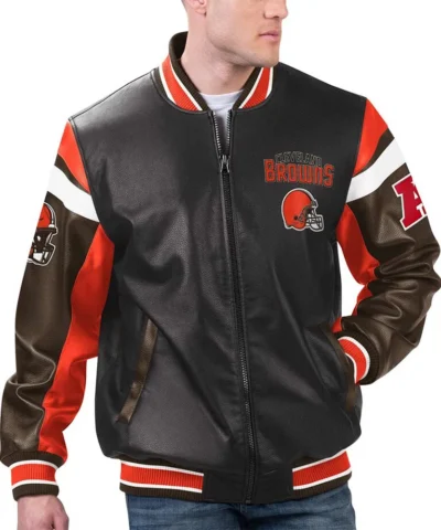 Cleveland Browns Black Varsity Full-Zip Leather Jacket