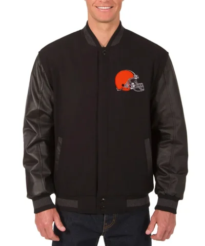 Cleveland Browns Black Varsity Wool-Leather Jacket