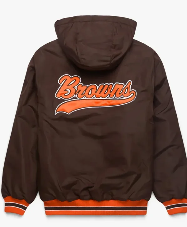 Cleveland Browns Brown Hooded Jacket back