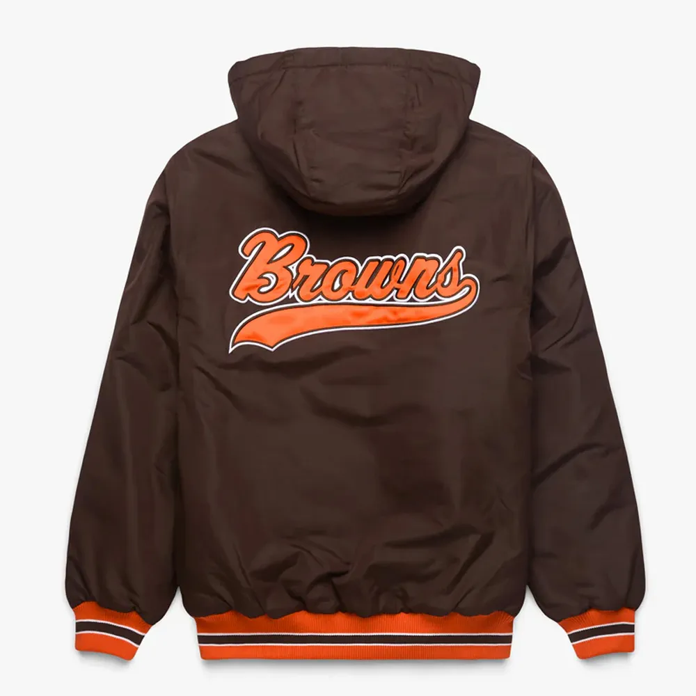 Cleveland Browns Brown Hooded Jacket back webp