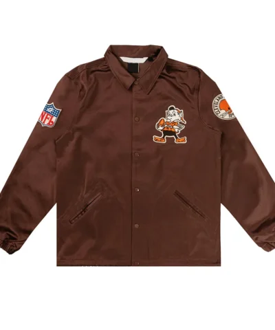 Cleveland Browns Brown Satin Windbreaker