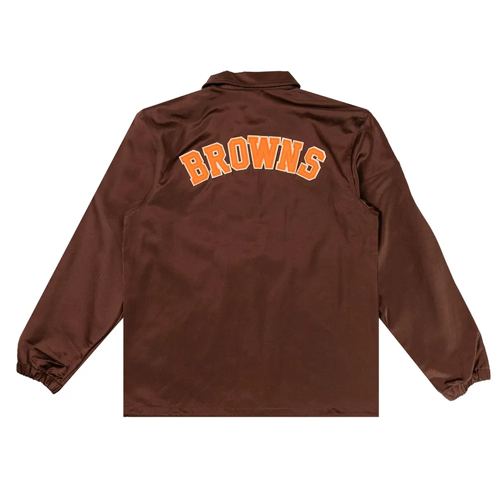 Cleveland Browns Brown Satin Windbreaker back webp