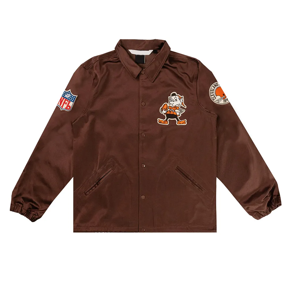 Cleveland Browns Brown Satin Windbreaker webp