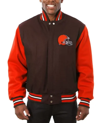 Cleveland Browns Brown and Orange Varsity Wool Jacket