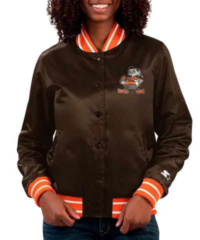 Cleveland Browns Full Count Brown Satin Jacket