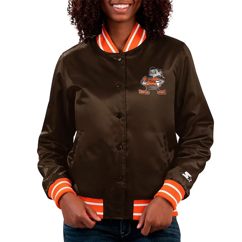Cleveland Browns Full Count Brown Satin Jacket webp