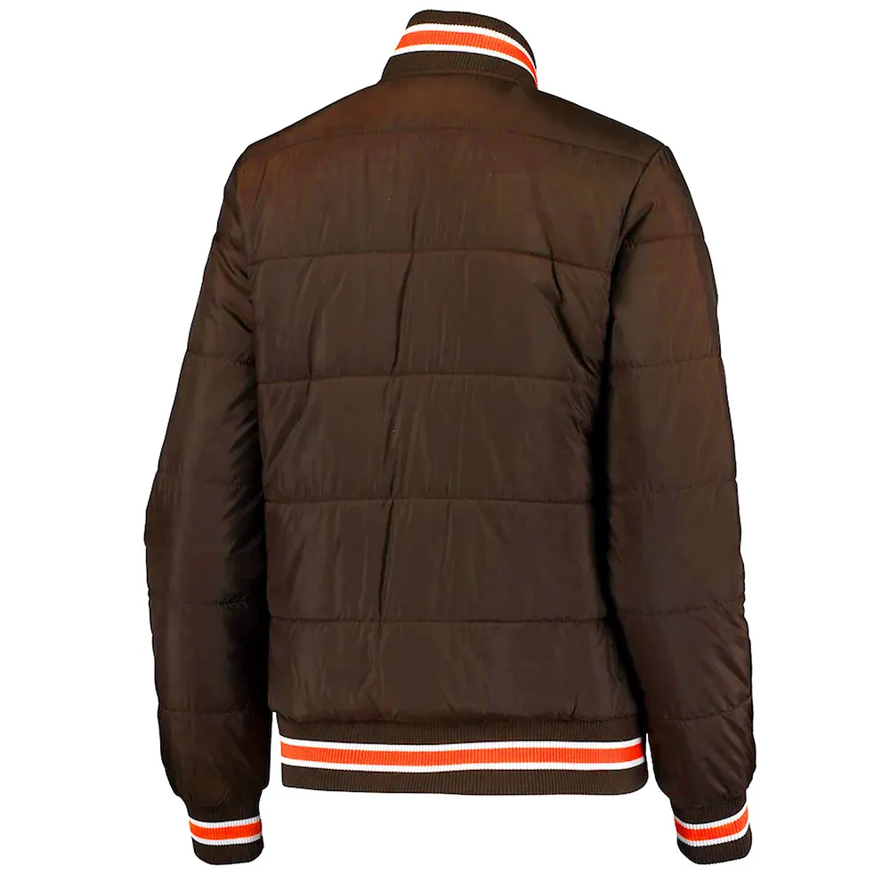 Cleveland Browns Goal Brown Field Bomber Jacket back webp