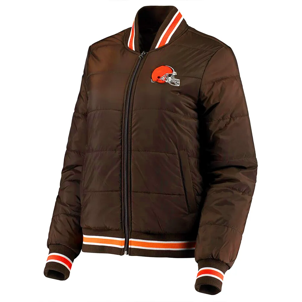 Cleveland Browns Goal Brown Field Bomber Jacket webp