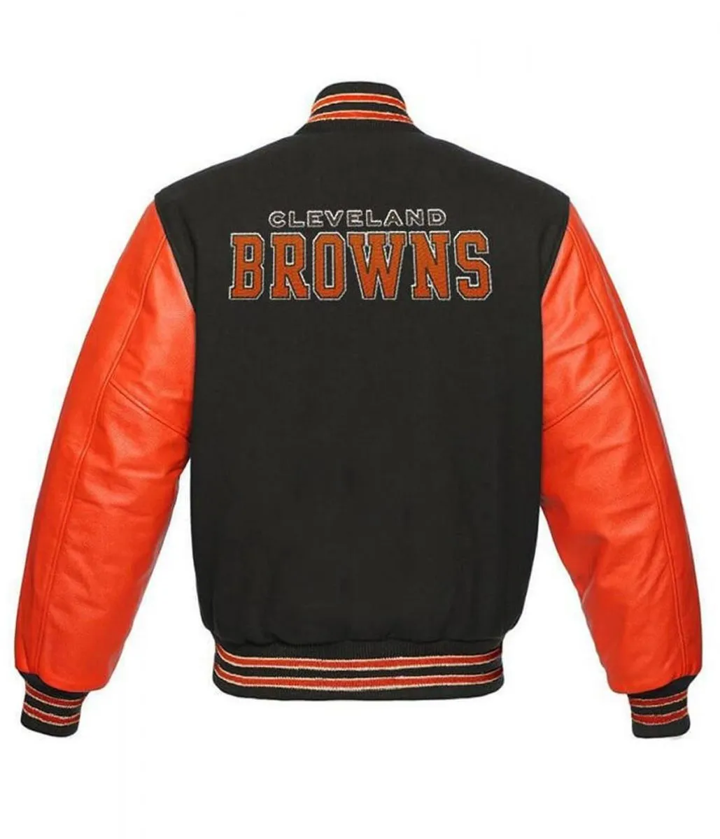 Cleveland Browns Grey and Orange Jacket back webp