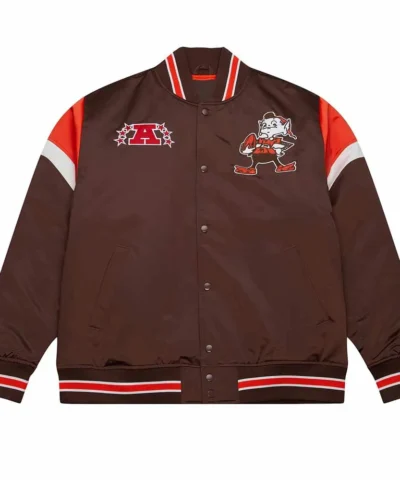 Cleveland Browns Heavyweight Brown Satin Jacket