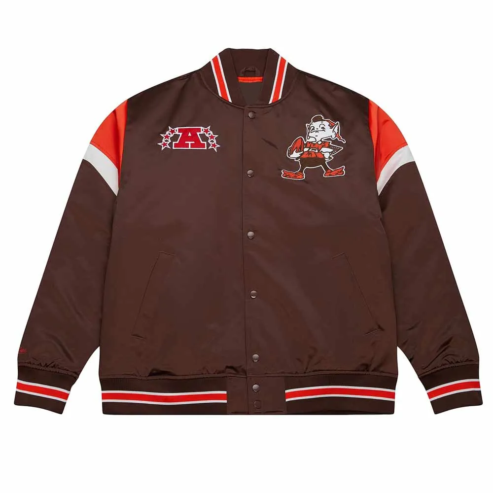 Cleveland Browns Heavyweight Brown Satin Jacket webp