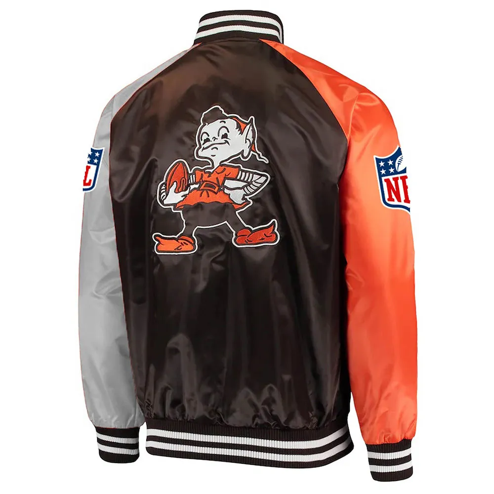Cleveland Browns Lead Off Varsity Satin Jacket back webp