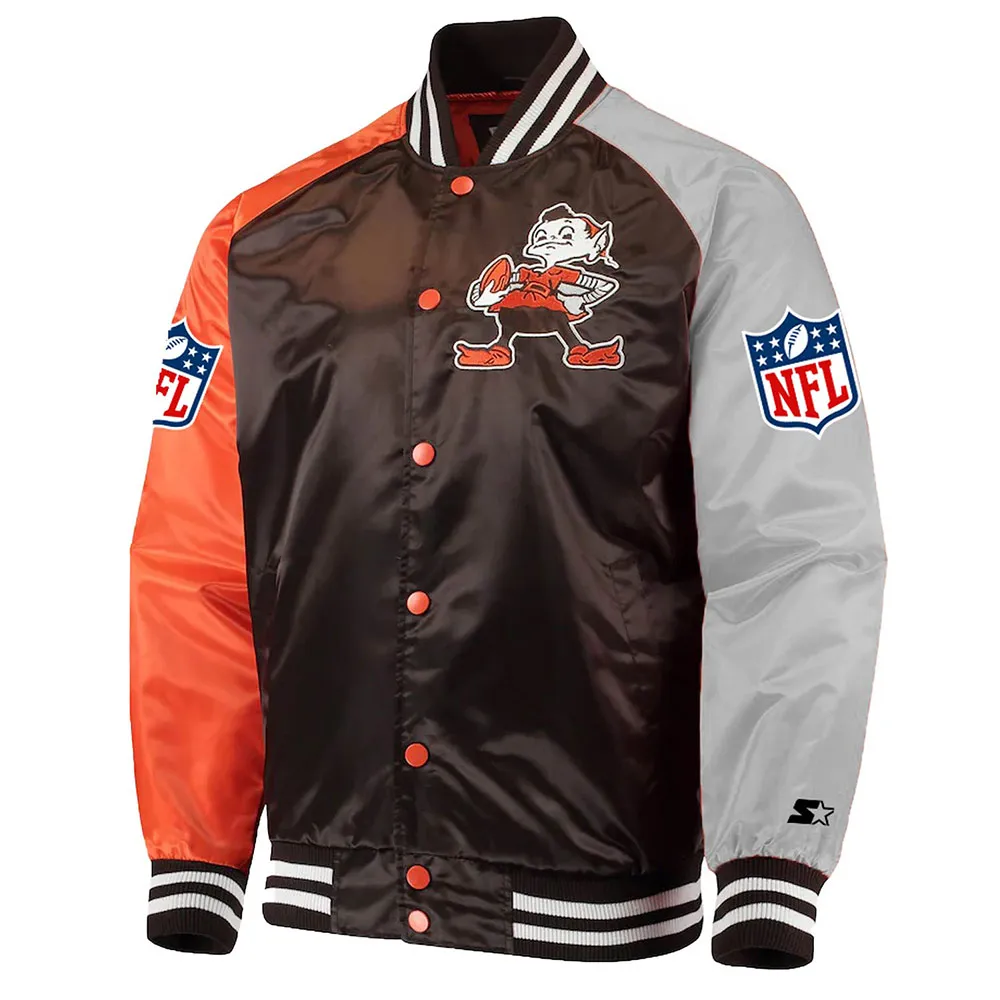 Cleveland Browns Lead Off Varsity Satin Jacket webp