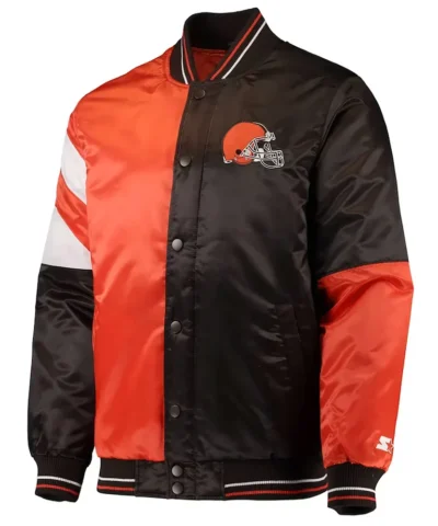 Cleveland Browns Leader Varsity Brown-Orange Satin Jacket
