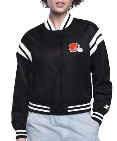 Cleveland Browns Printed Logo Varsity Satin Jacket