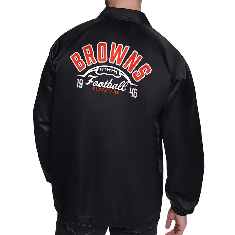 Cleveland Browns Retro Logo Coaches Jacket back webp