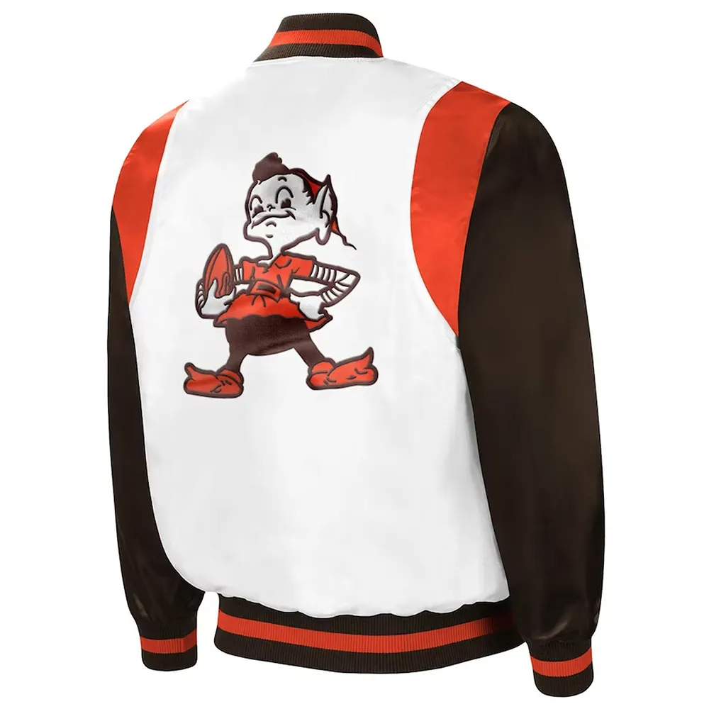 Cleveland Browns Retro The All American White Brown Jacket back webp