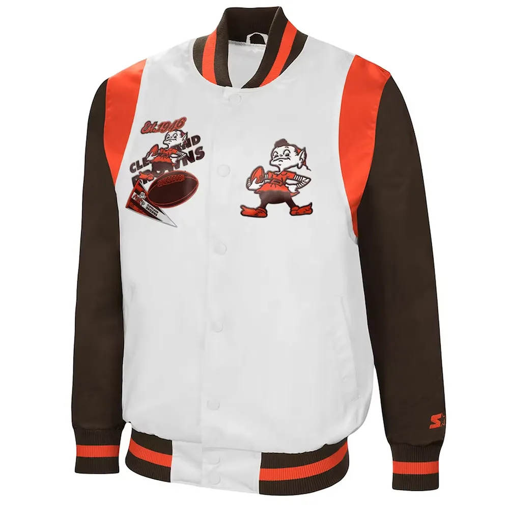 Cleveland Browns Retro The All American White Brown Jacket webp