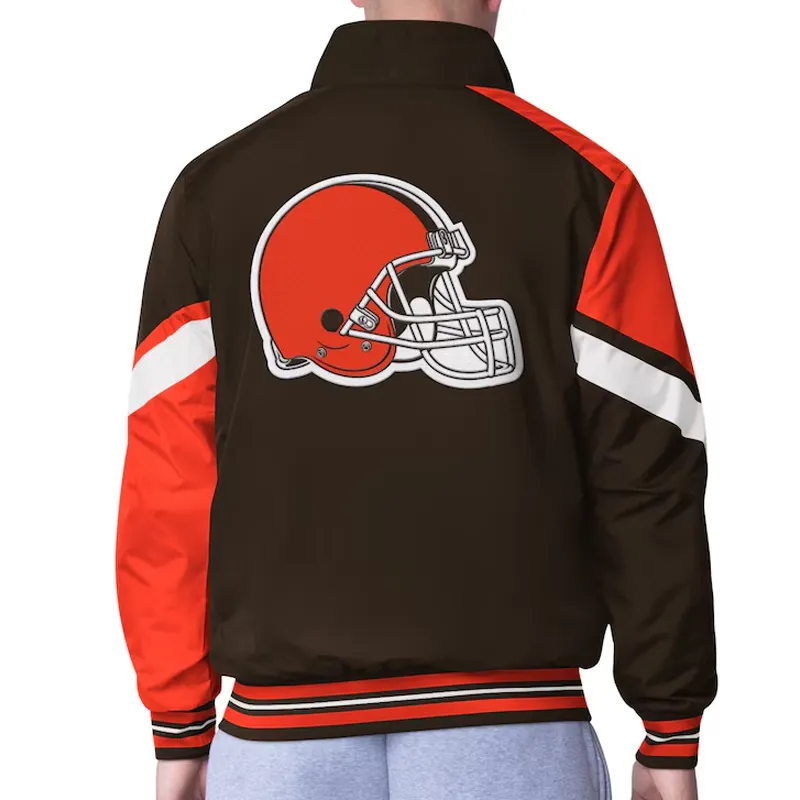 Cleveland Browns Strong Arm Brown Full Zip Jacket back webp
