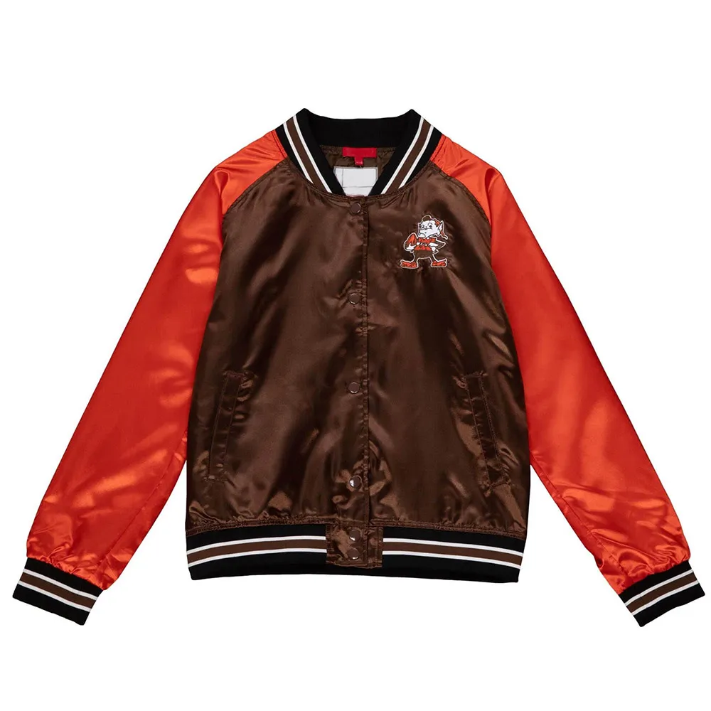 Cleveland Browns Team 2 0 Brown and Orange Satin Jacket webp