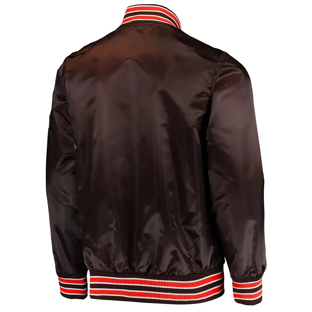 Cleveland Browns The Diamond Retro Brown Satin Jacket back webp