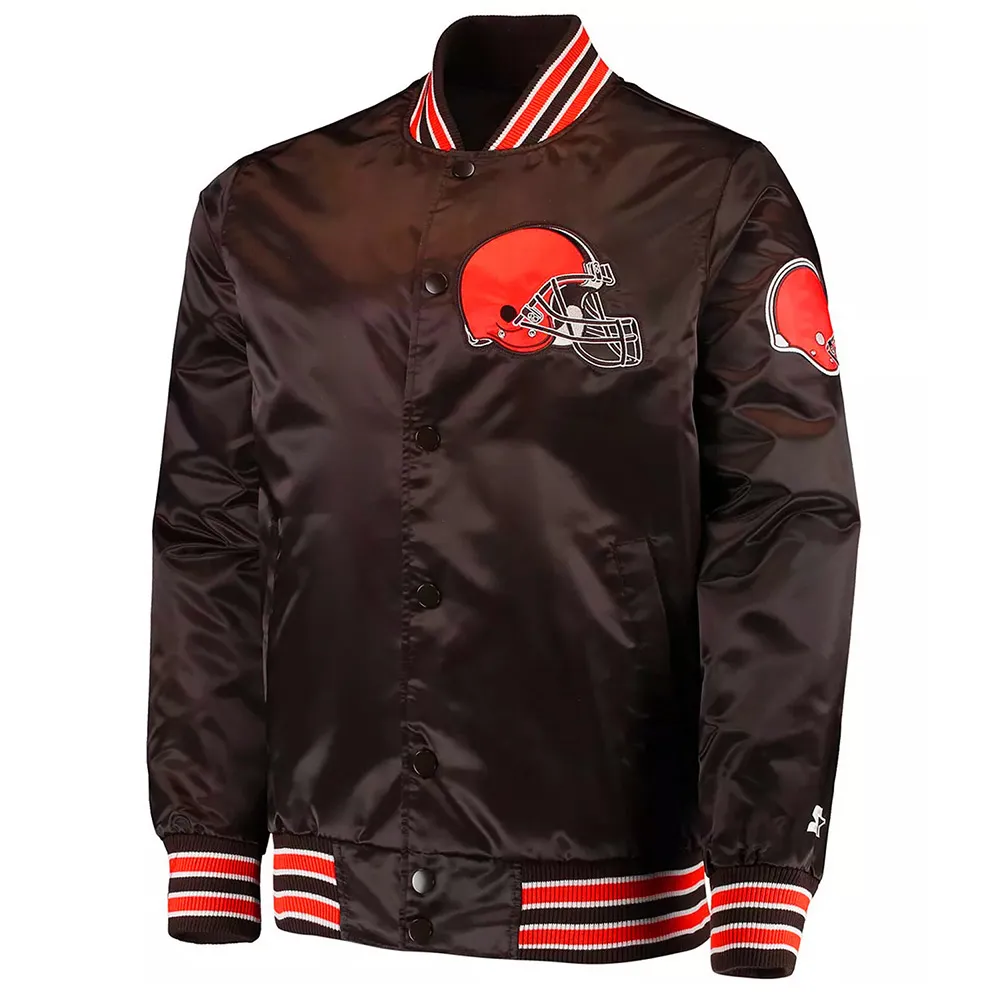 Cleveland Browns The Diamond Retro Brown Satin Jacket webp