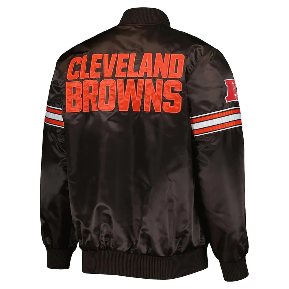 Cleveland Browns The Pick and Roll Brown Satin Jacket back webp