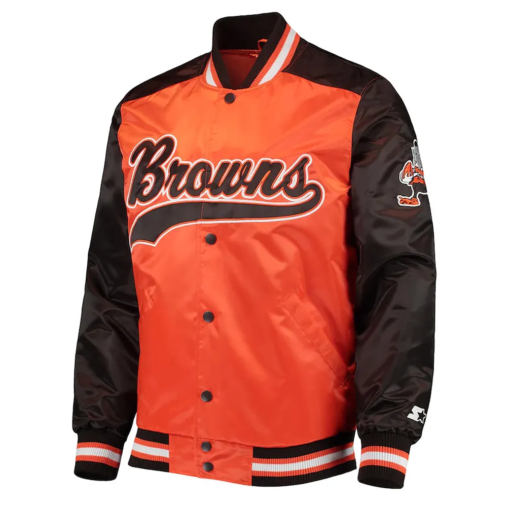 Cleveland Browns The Tradition II Brown and Orange Satin Jacket webp