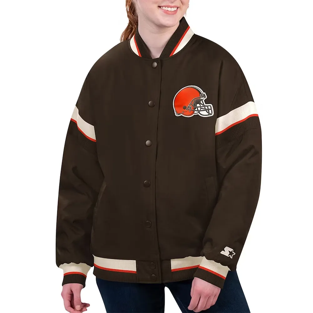 Cleveland Browns Tournament Brown Varsity Jacket webp