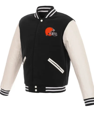 Cleveland Browns Two-Tone Varsity Wool-Leather Jacket