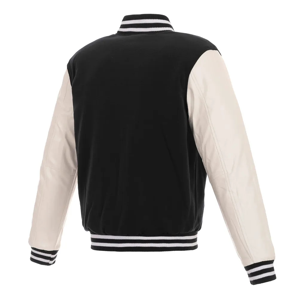Cleveland Browns Two Tone Varsity Wool Leather Jacket back webp