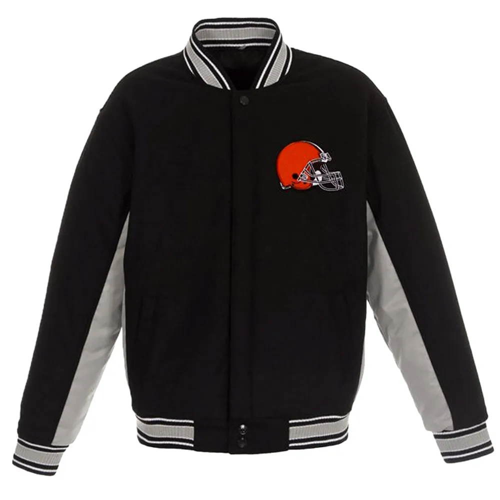 Cleveland Browns Varsity Black and Gray Wool Jacket webp