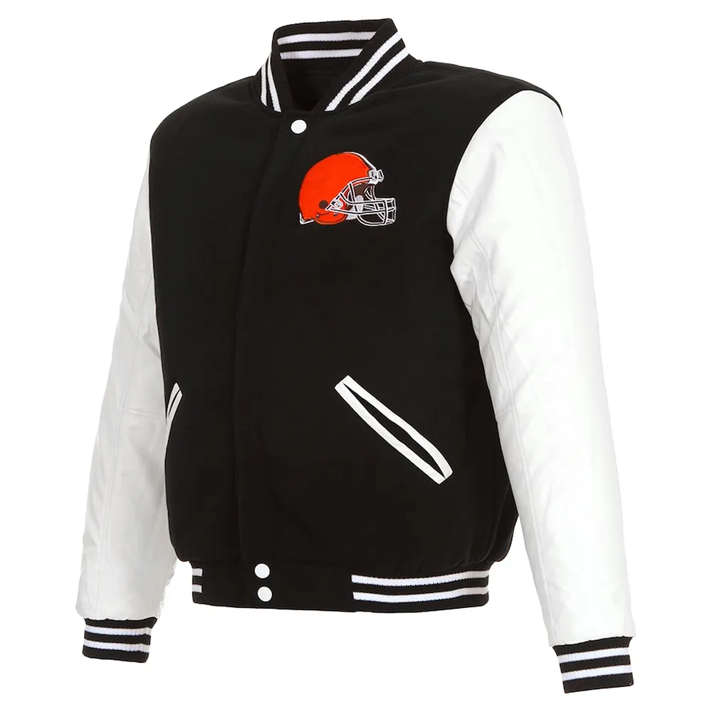 Cleveland Browns Varsity Black and White Jacket webp