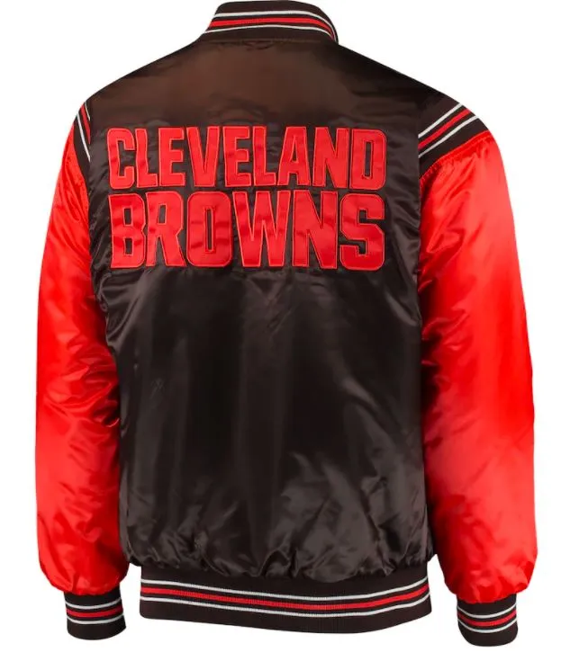 Cleveland Browns Varsity Red and Black Starter Jacket back webp