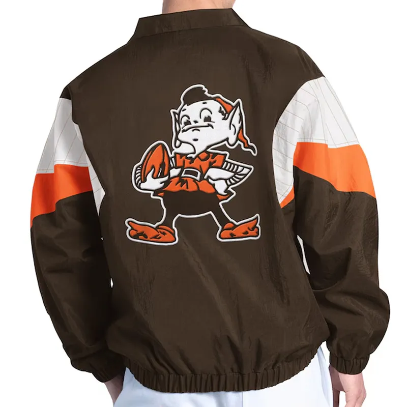 Cleveland Browns Yard Line Brown Full Zip Jacket back webp