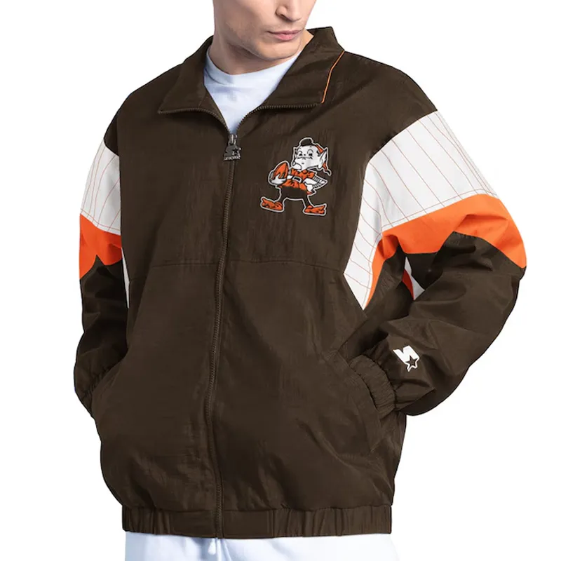 Cleveland Browns Yard Line Brown Full Zip Jacket webp