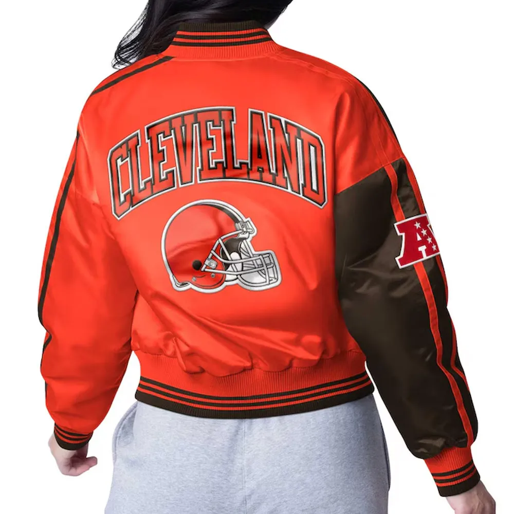 Cleveland Browns Zone Blitz Brown Orange Jacket back webp