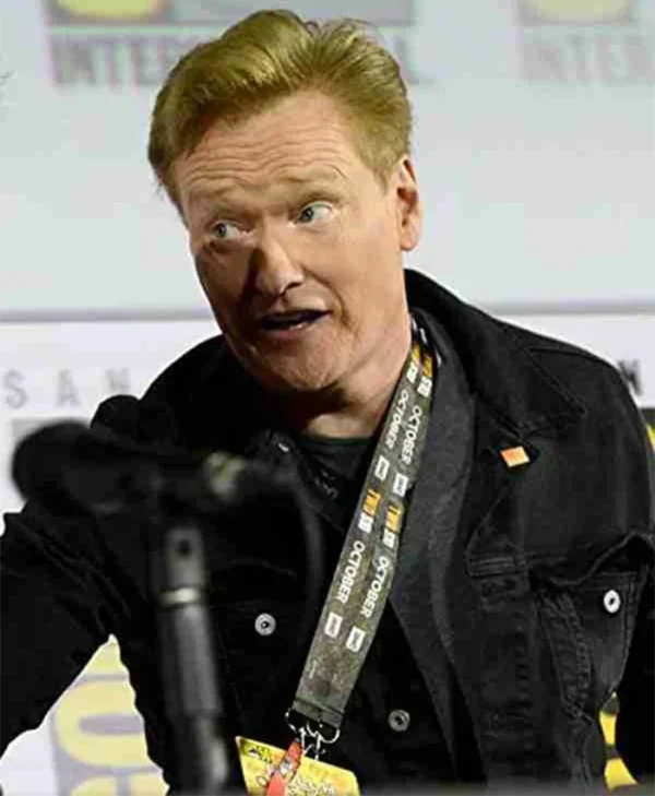 Conan OBrien Top Gun Event Black Jean Denim Trucker Jacket closeup