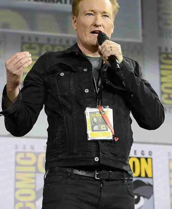 Conan OBrien Top Gun Event Black Jean Denim Trucker Jacket front 1